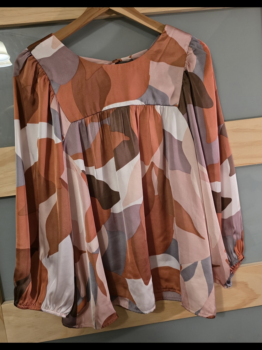 DR2 Multicolor Abstract Floral Peasant Blouse - Pink, Rust, Brown